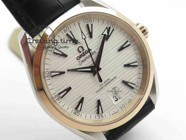 0202 2017 Aqua Terra SS RG XF Best Edition White Textured Dial On Black Leather Strap A Functional 8157